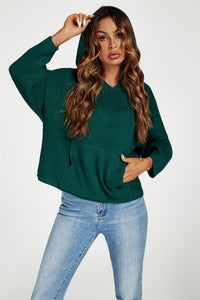 Star Pattern Knitted Hoodie In Green
