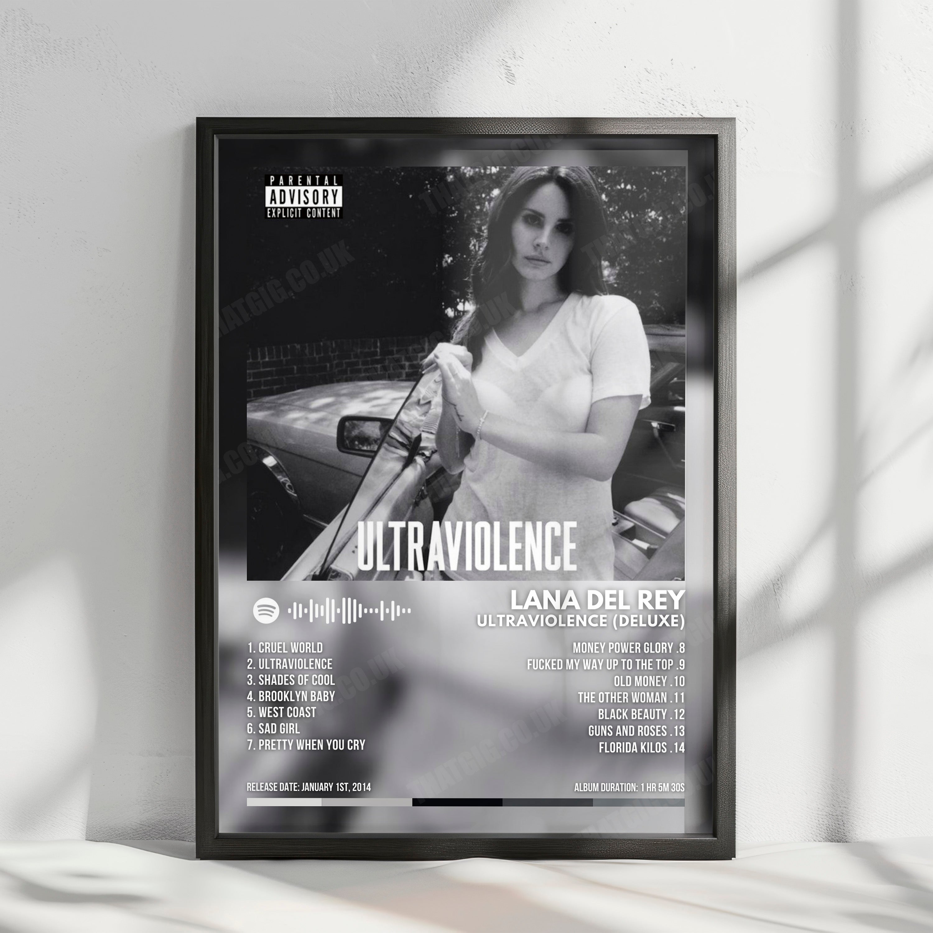 Lana Del Rey "Ultraviolence (Deluxe)" Album Cover Poster - with Complete Tracklist