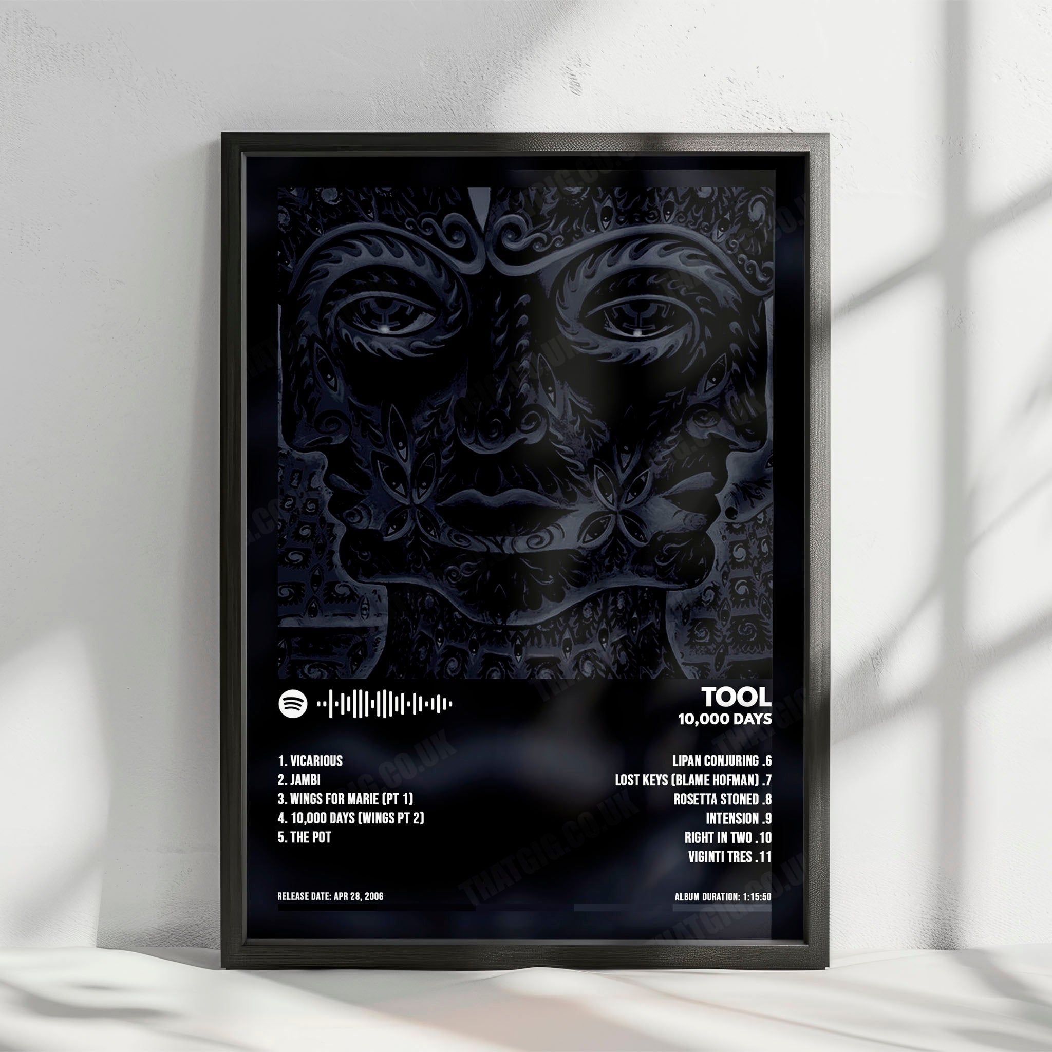 Tool "10,000 Days" Album Cover Poster - with Complete Tracklist