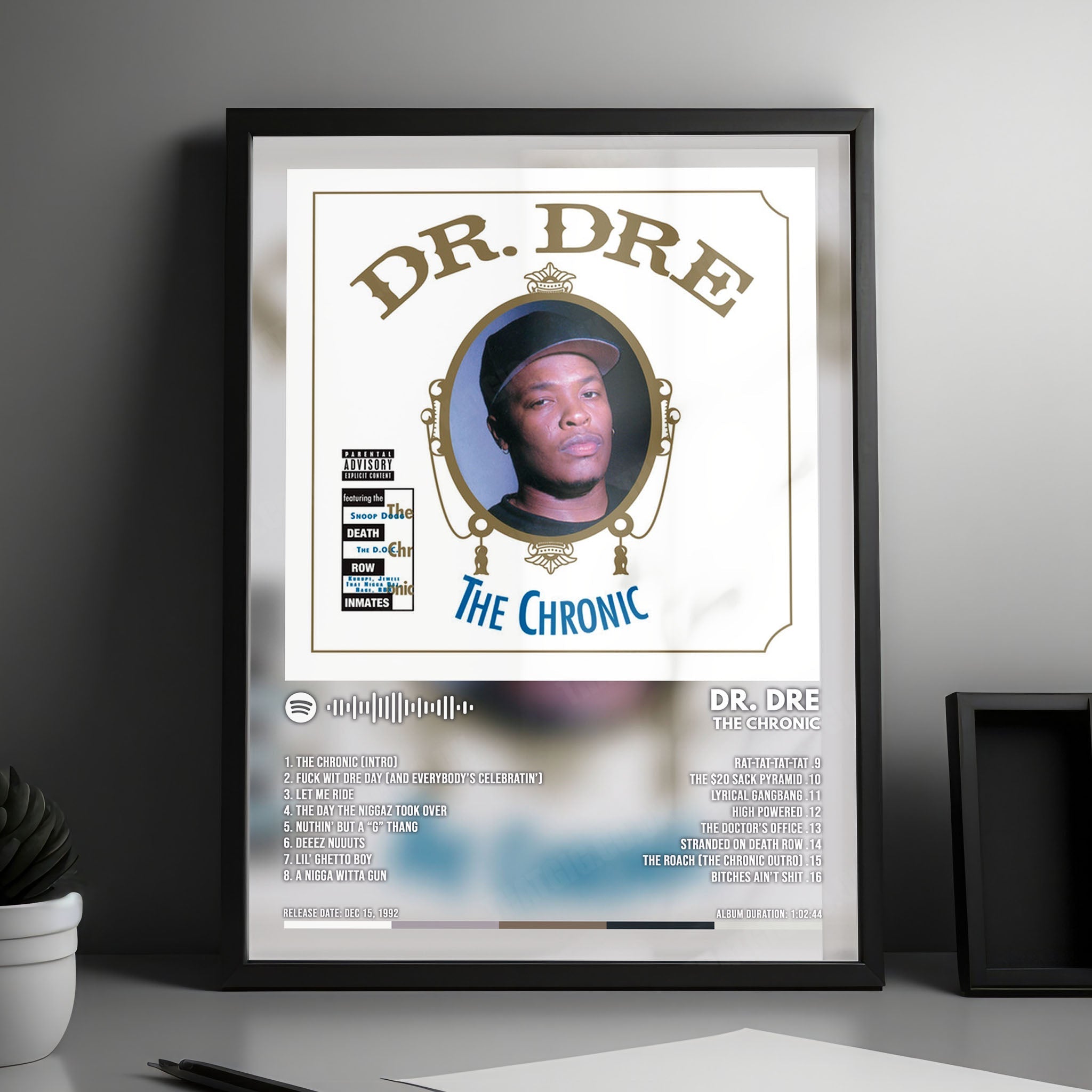Dr. Dre "The Chronic" Album Cover Poster - with Complete Tracklist