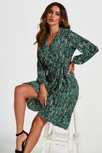 Wrap Top Midi Dress In Green