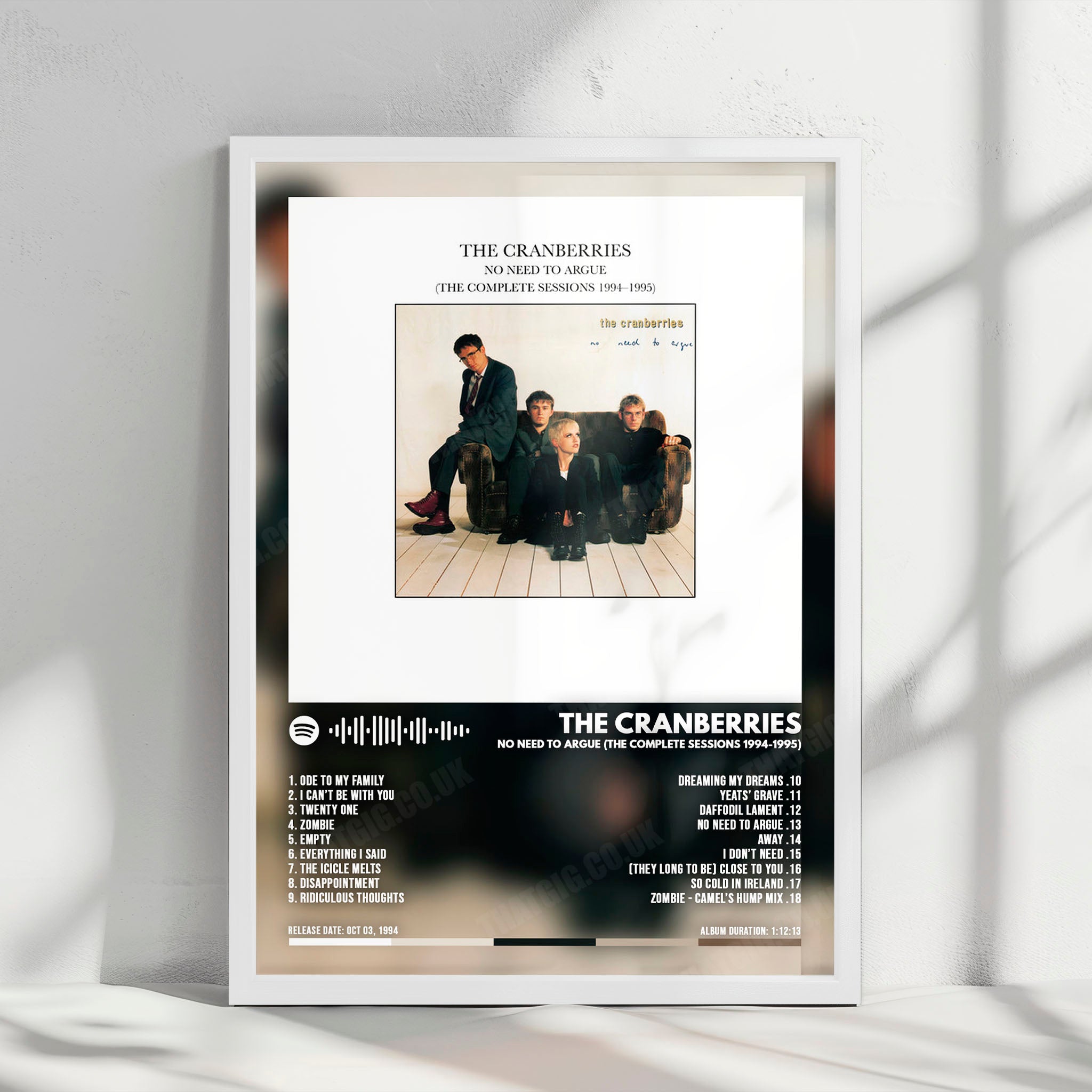The Cranberries "No Need to Argue" Album Cover Poster - with Complete Tracklist