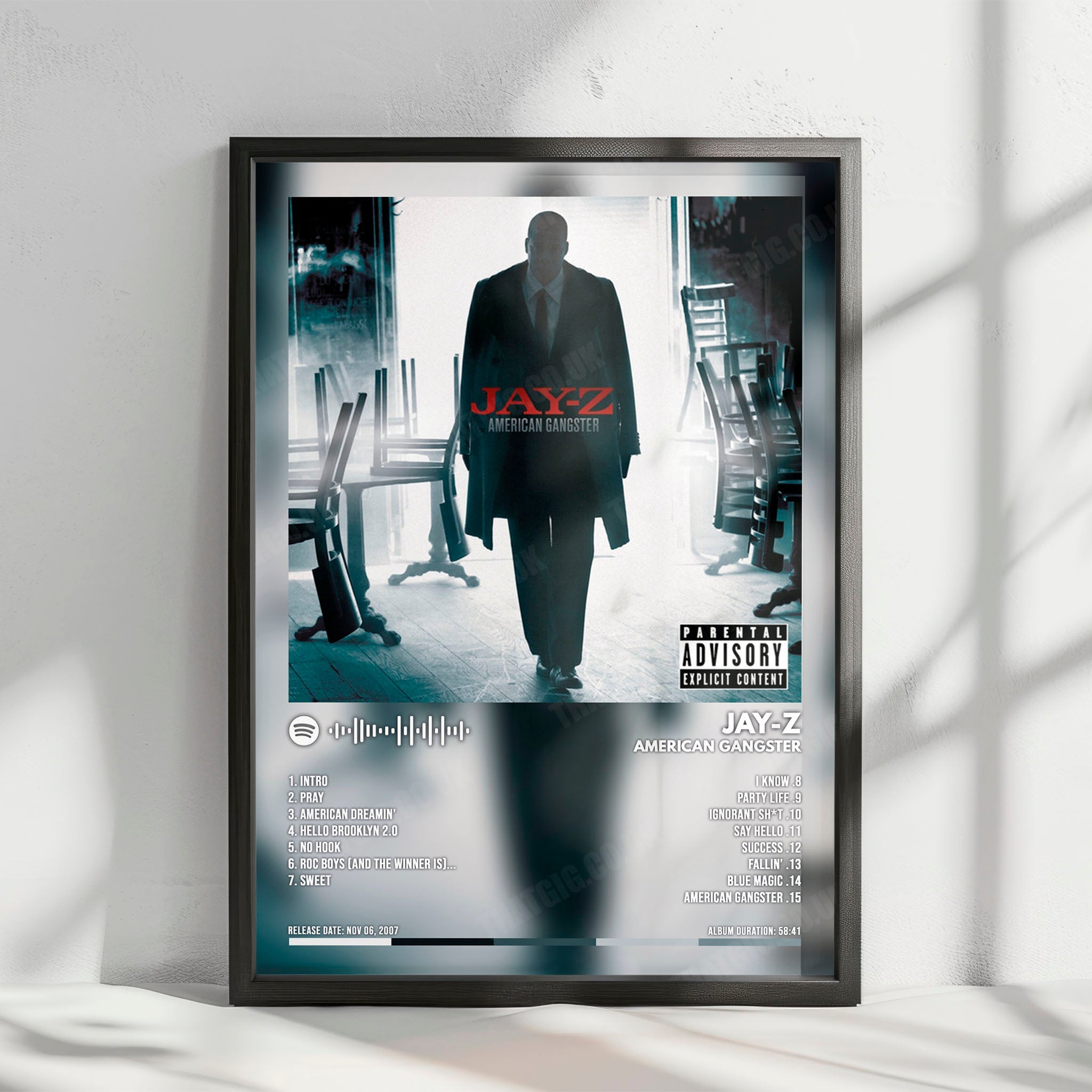 Jay-Z "American Gangster" Album Cover Poster - with Complete Tracklist