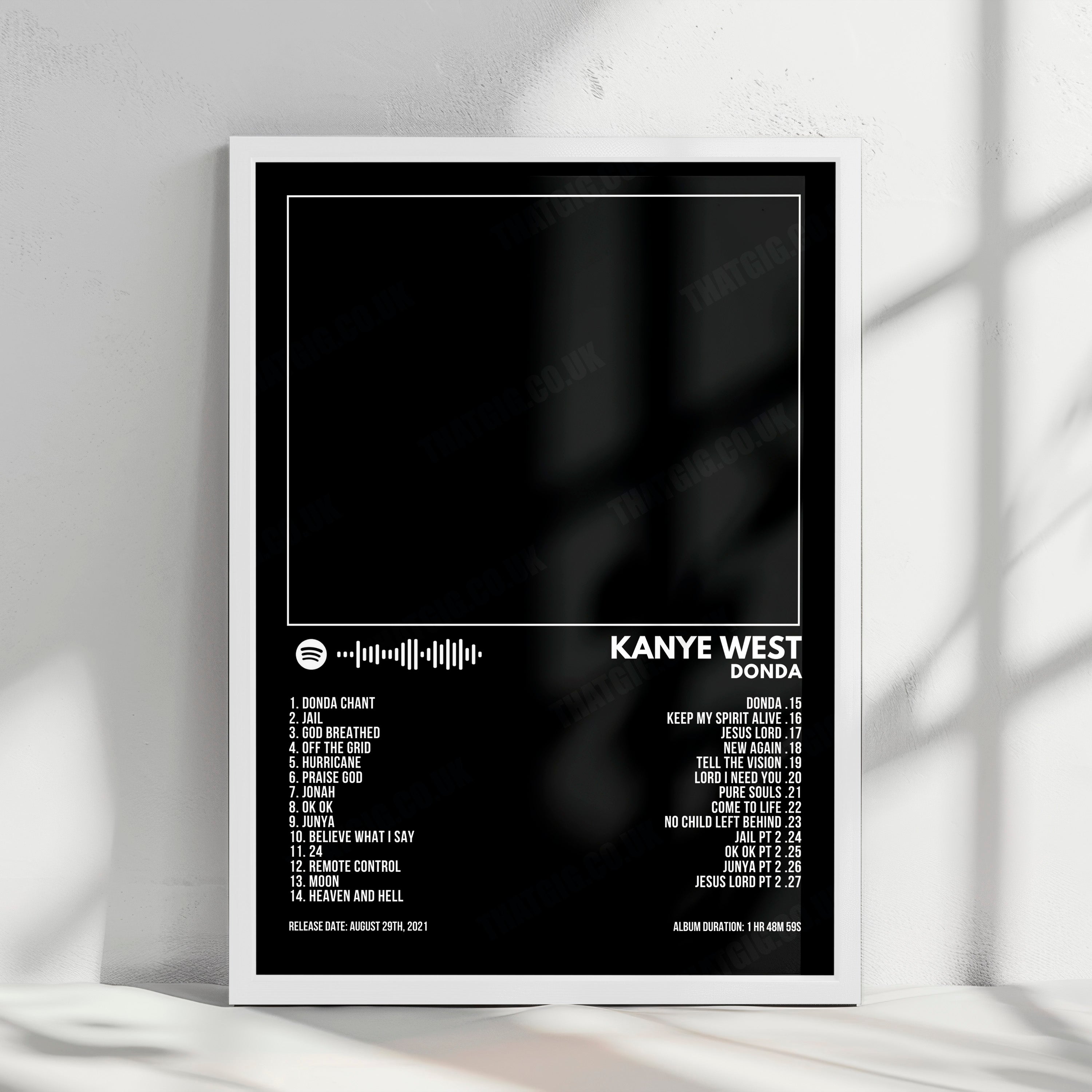 Kanye West "Donda" Album Cover Poster - with Complete Tracklist