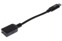 Maplin USB-C to USB-A 3.1 Gen 1 Female Adapter - Black, 14cm