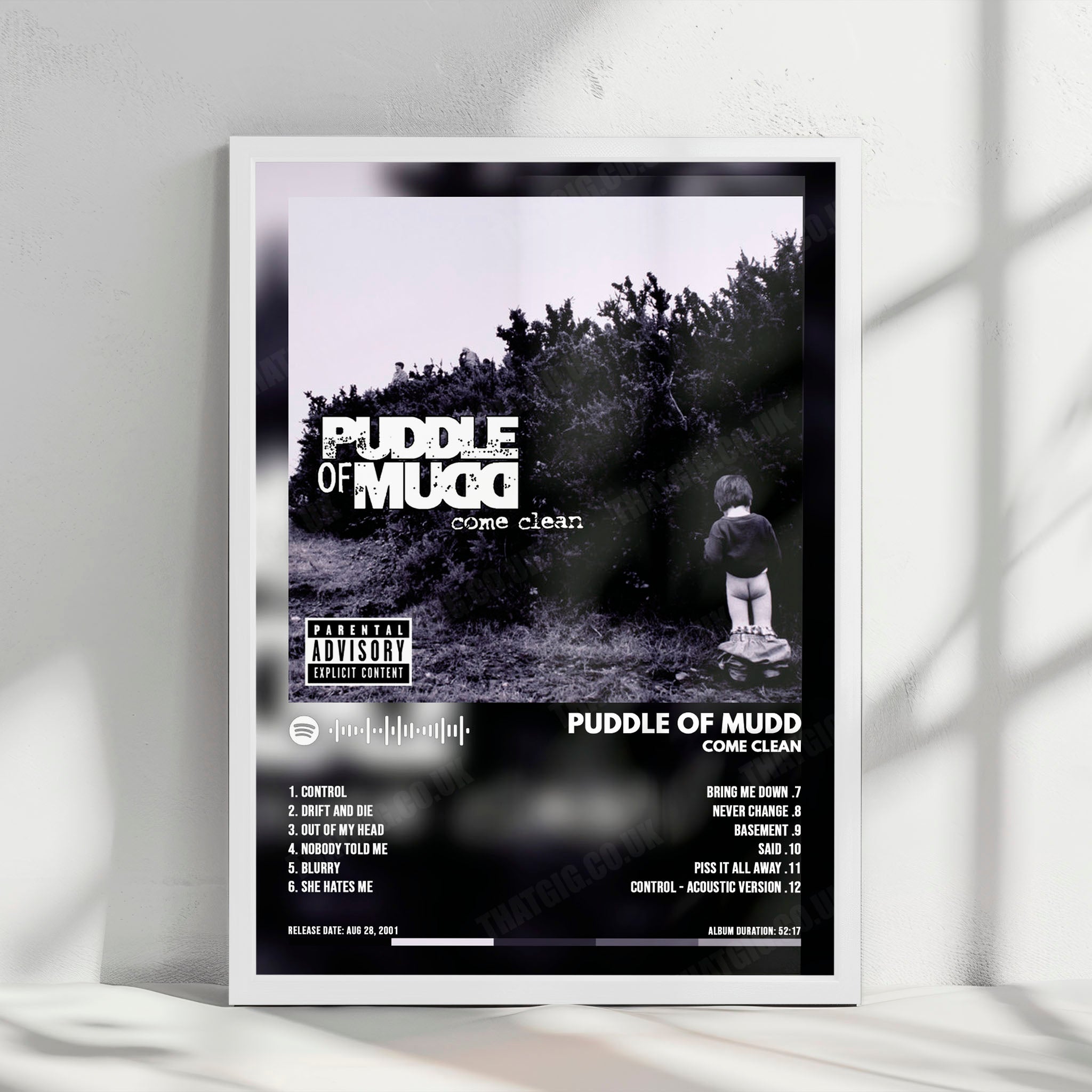 Puddle Of Mudd "Come Clean" Album Cover Poster - with Complete Tracklist