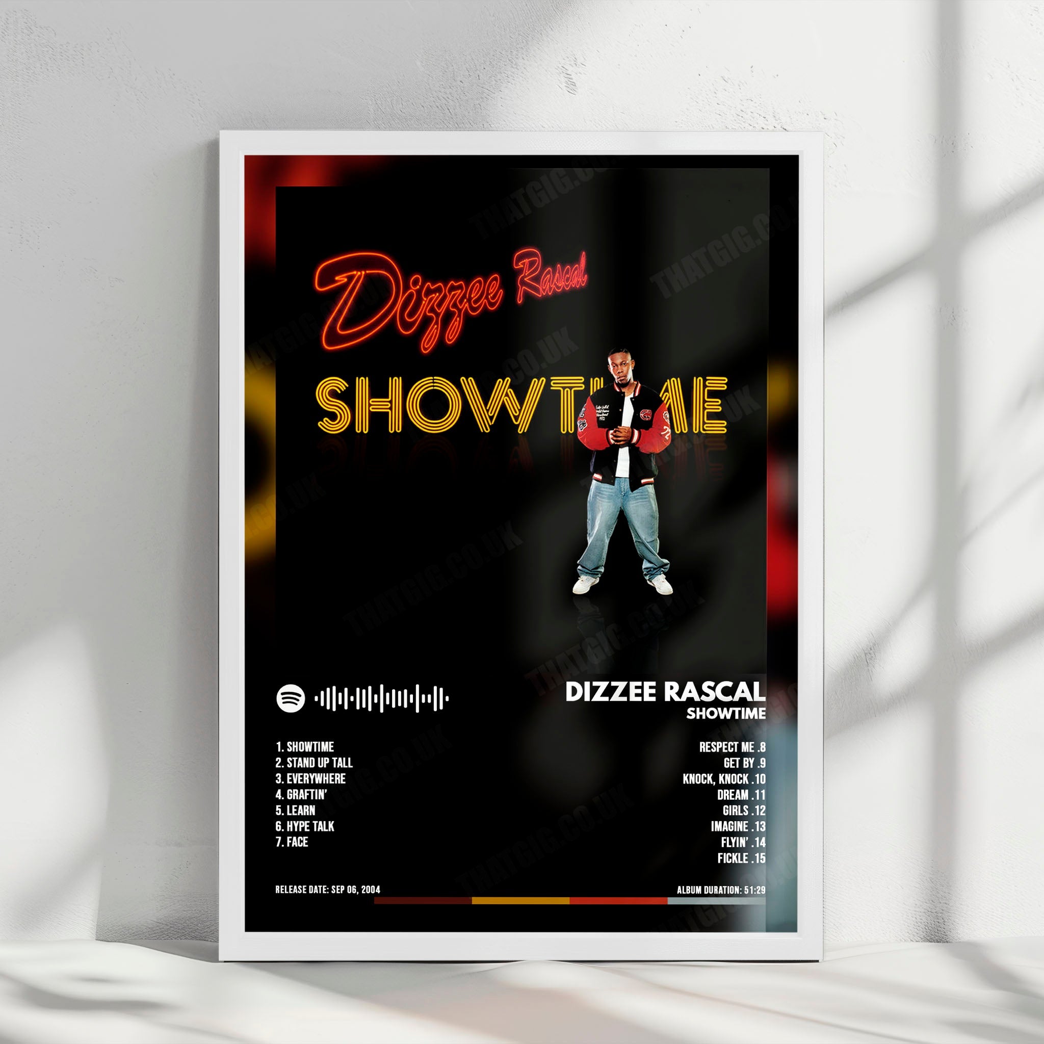 Dizzee Rascal "Showtime" Album Cover Poster - with Complete Tracklist