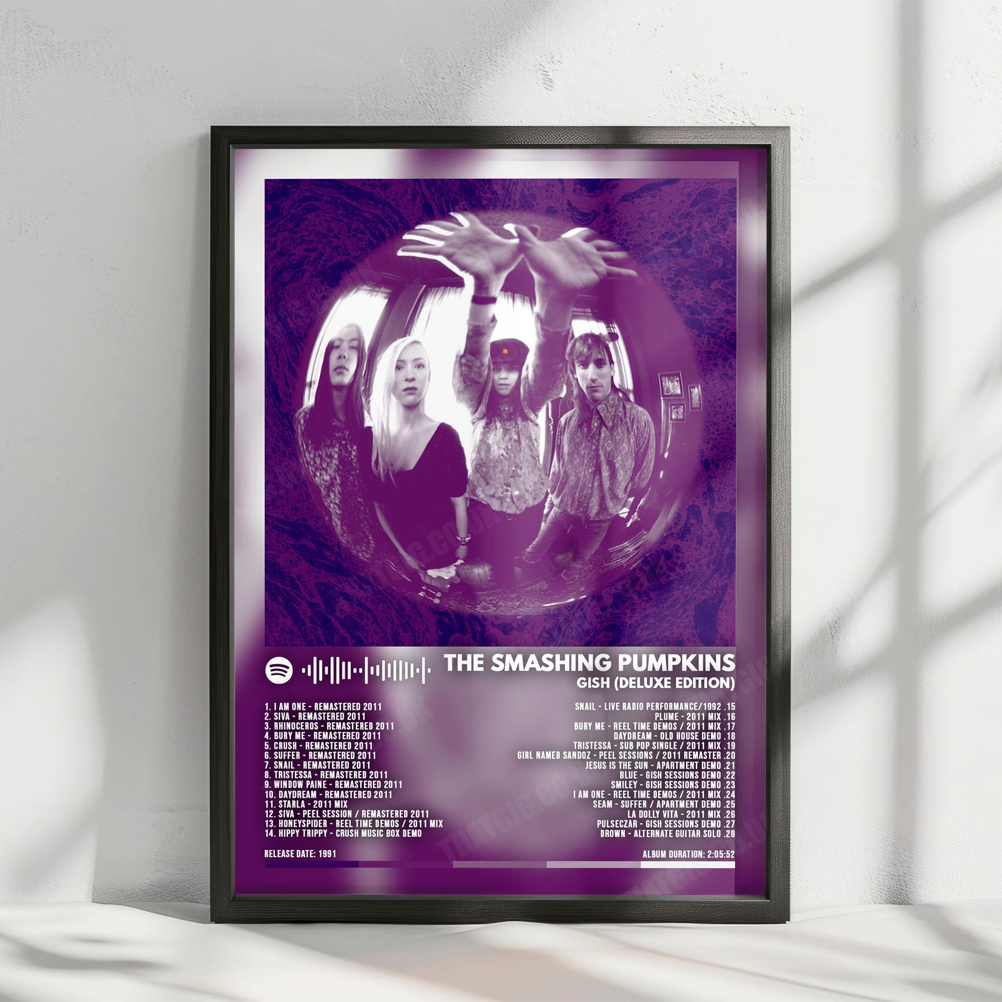 The Smashing Pumpkins "Gish" Album Cover Poster - with Complete Tracklist