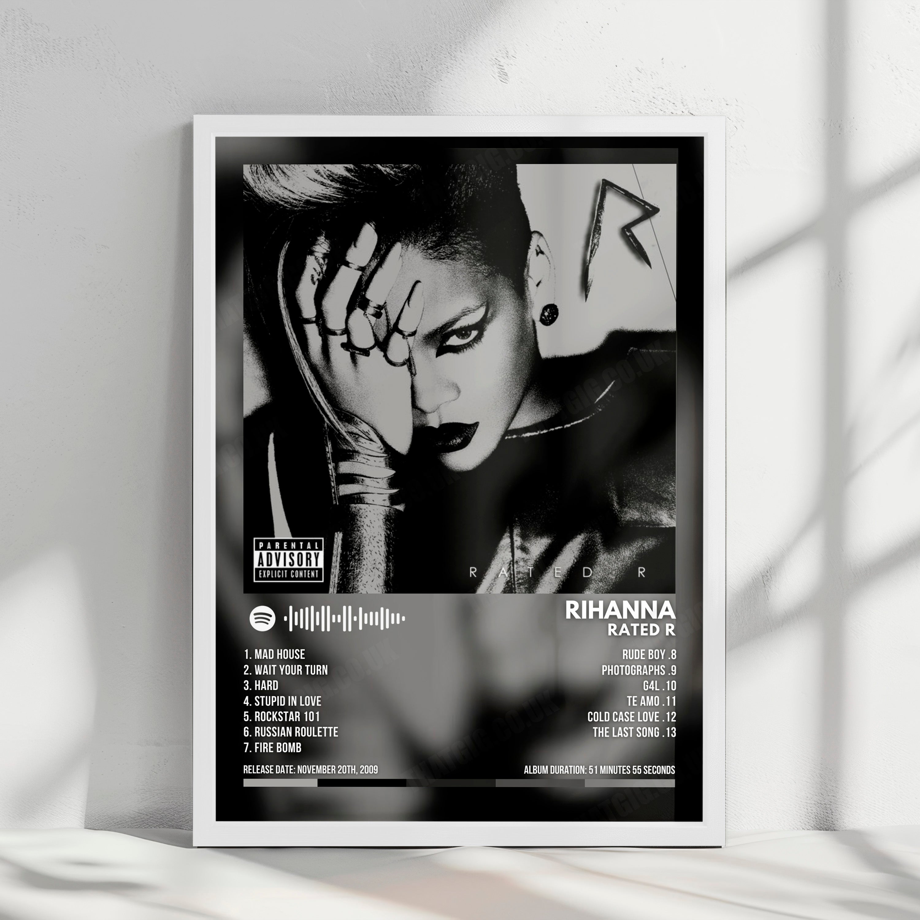 Rihanna "Rated R" Album Cover Poster - with Complete Tracklist