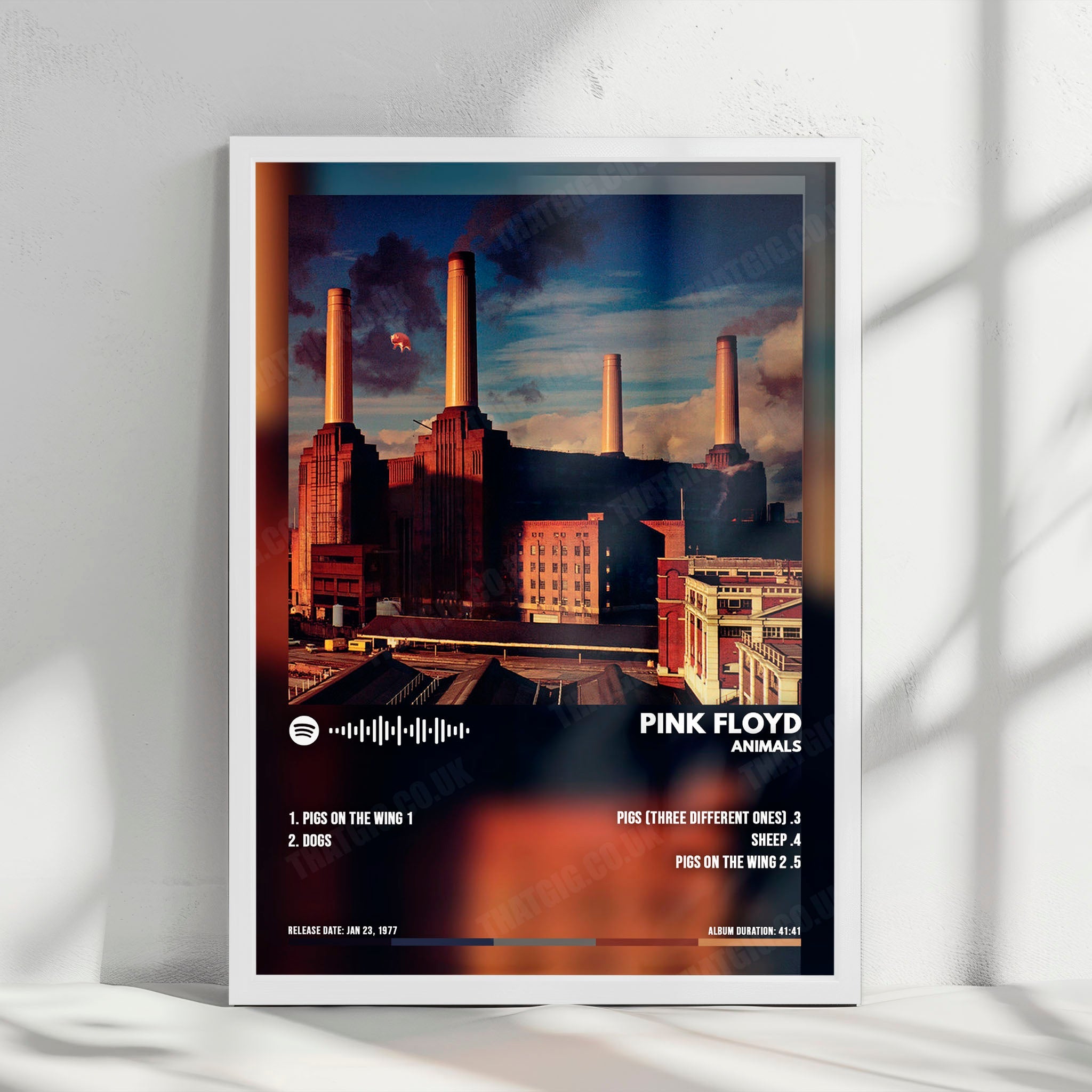 Pink Floyd "Animals  " Album Cover Poster - with Complete Tracklist