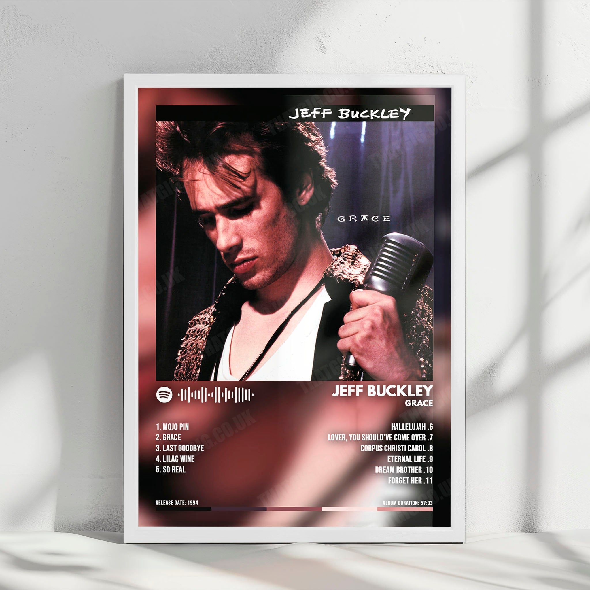 Jeff Buckley "Grace" Album Cover Poster - with Complete Tracklist