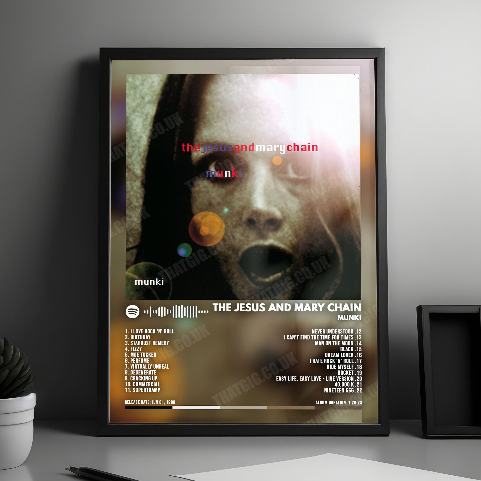 The Jesus and Mary Chain "Munki" Album Cover Poster - with Complete Tracklist