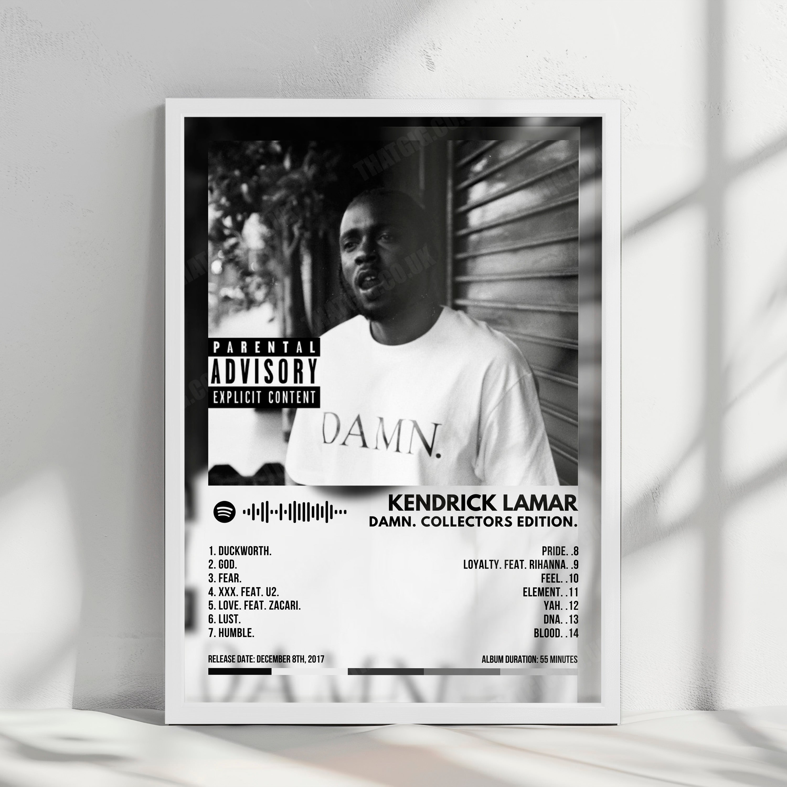 Kendrick Lamar "DAMN. Collectors Edition" Album Cover Poster - with Complete Tracklist