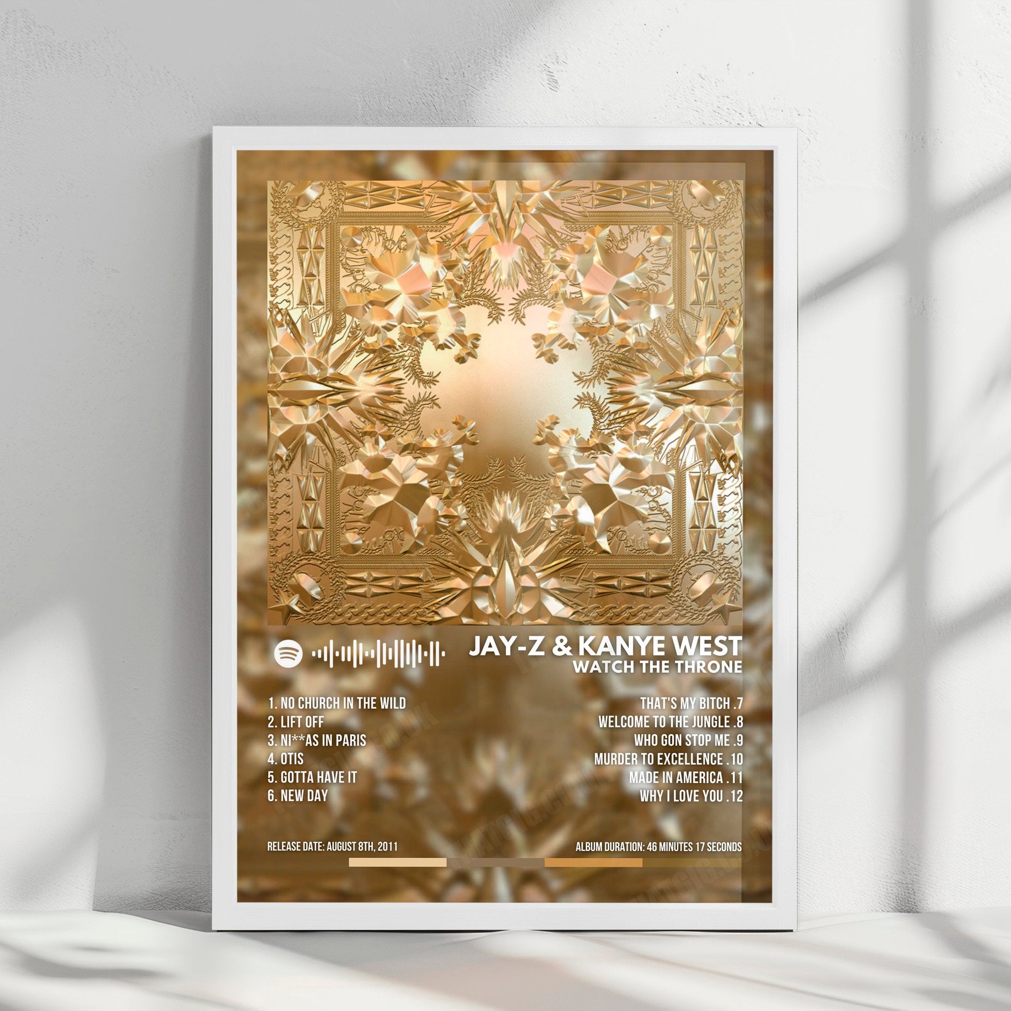 Jay-Z & Kanye West "Watch The Throne" Album Cover Poster - with Complete Tracklist