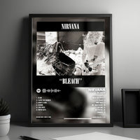 Nirvana "Bleach" Album Cover Poster - with Complete Tracklist