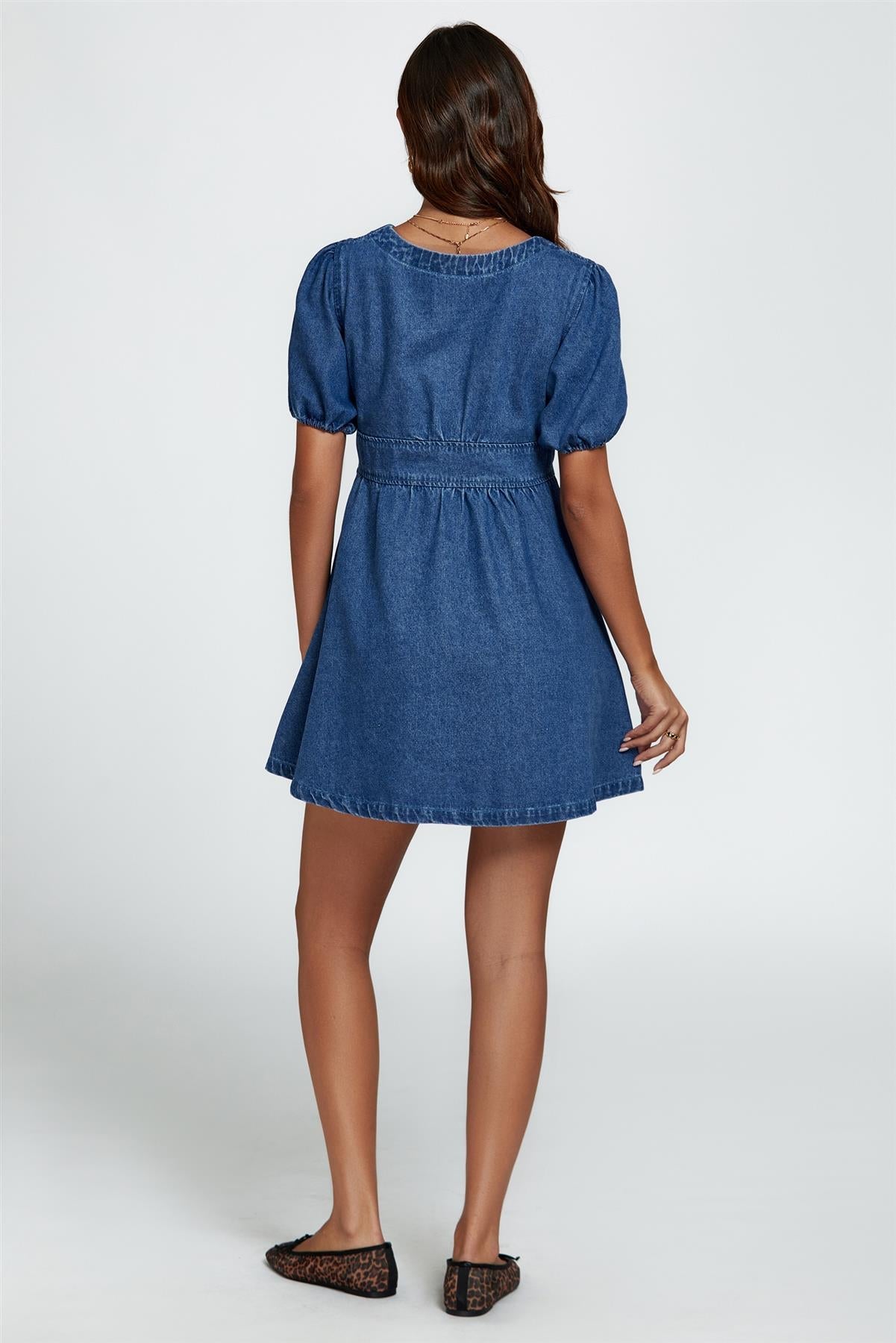 Denim Mini Dress In Blue