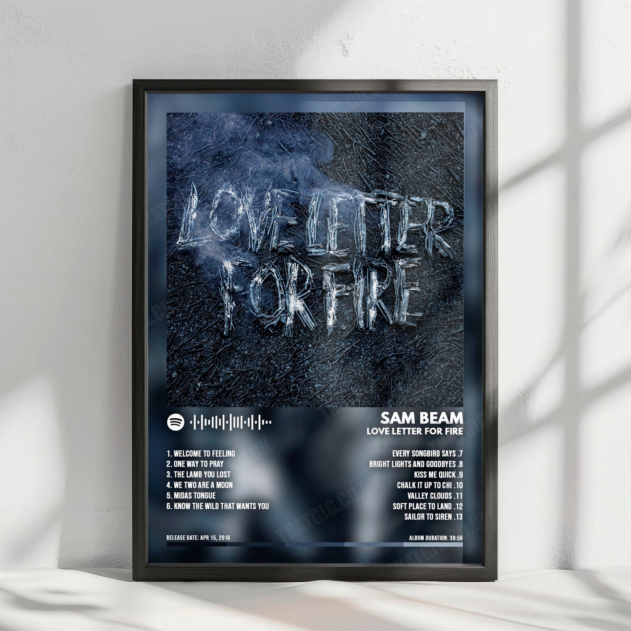 Sam Beam & Jesca Hoop "Love Letter for Fire" Album Cover Poster - with Complete Tracklist