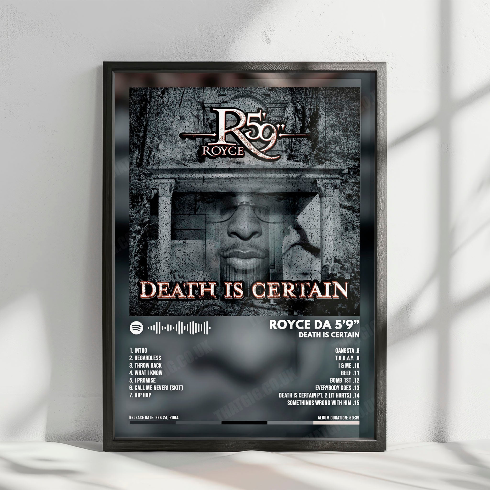 Royce da 5'9" "Death Is Certain" Album Cover Poster - with Complete Tracklist