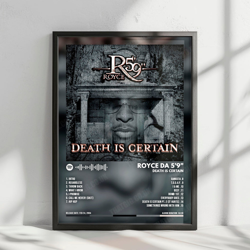 Royce da 5'9" "Death Is Certain" Album Cover Poster - with Complete Tracklist