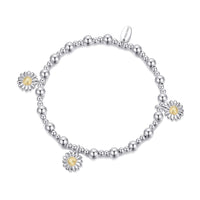 Daisy Charm Beaded Stretch Bracelet