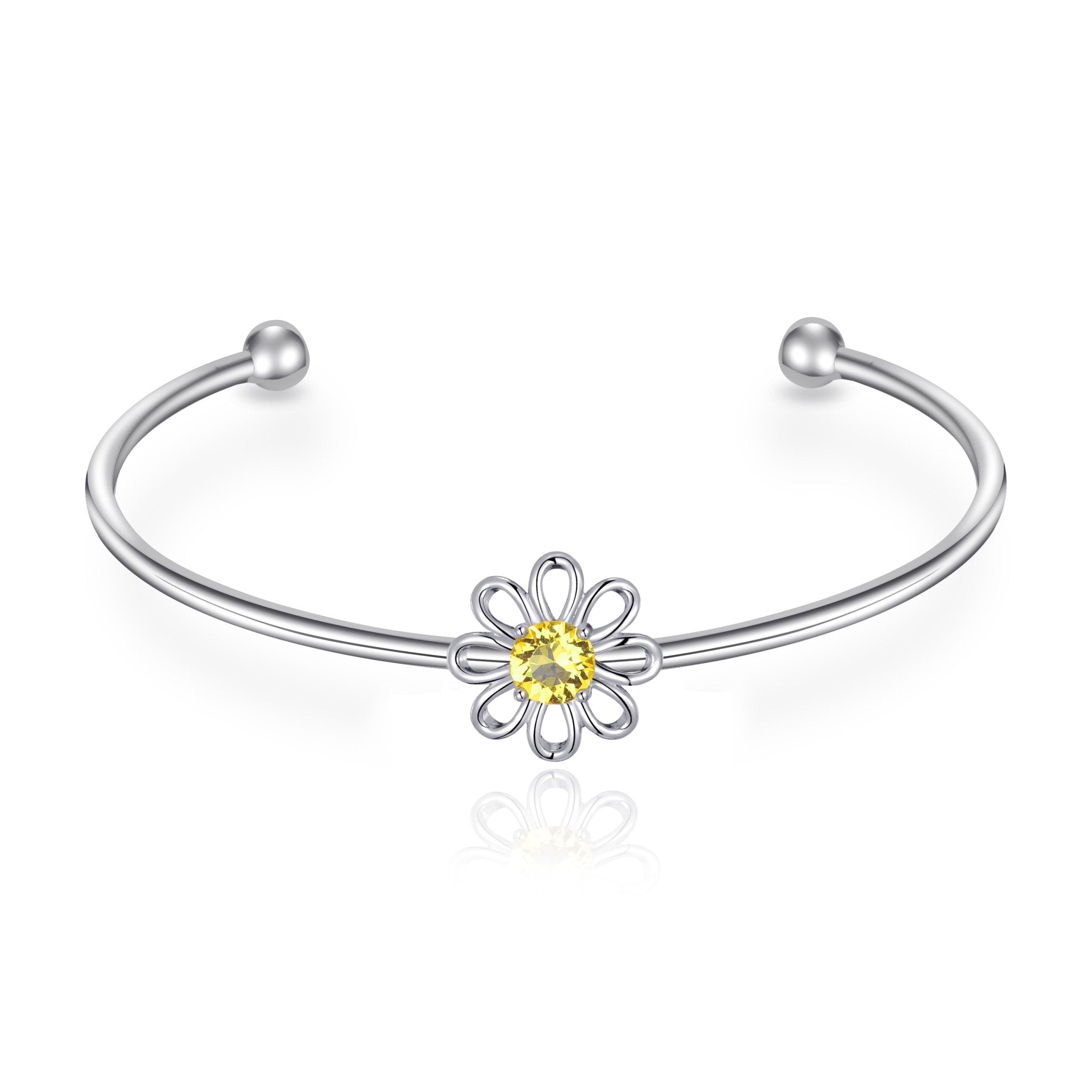 Daisy Crystal Cuff Bangle Created with Zircondia® Crystals