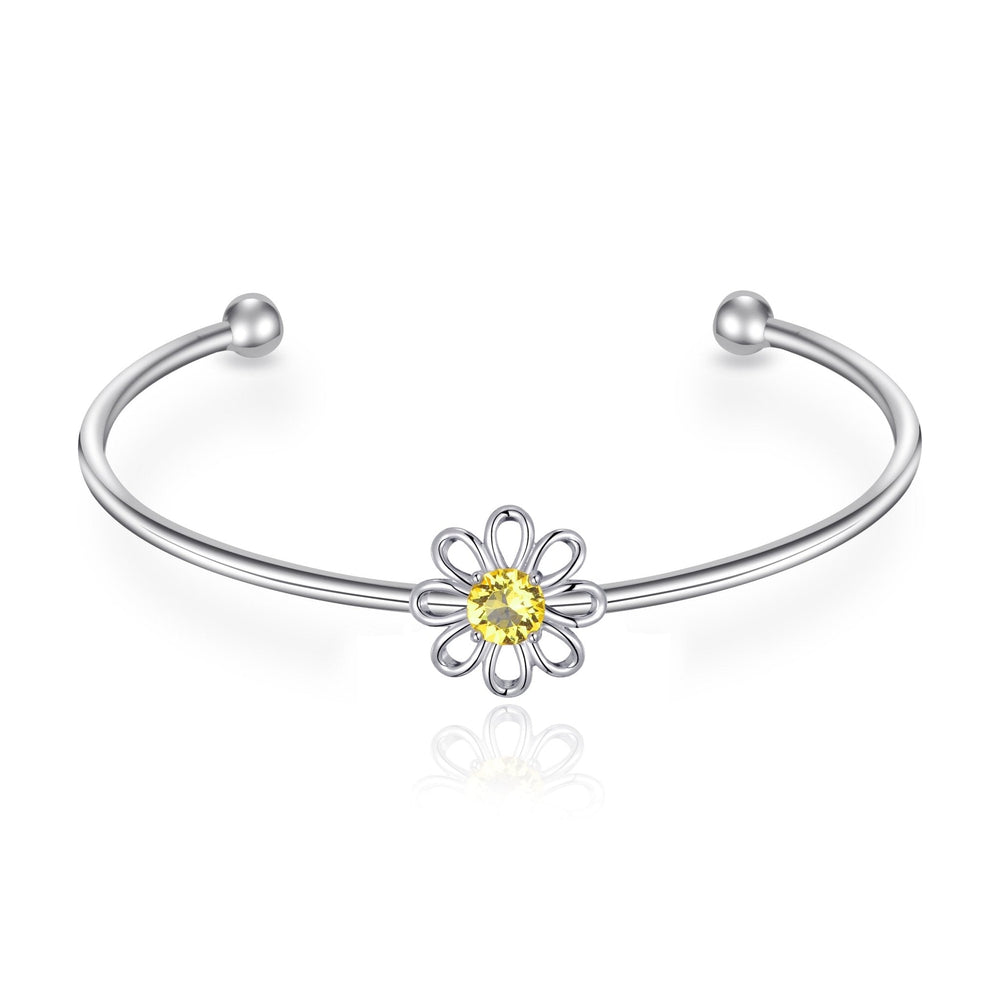 Daisy Crystal Cuff Bangle Created with Zircondia® Crystals