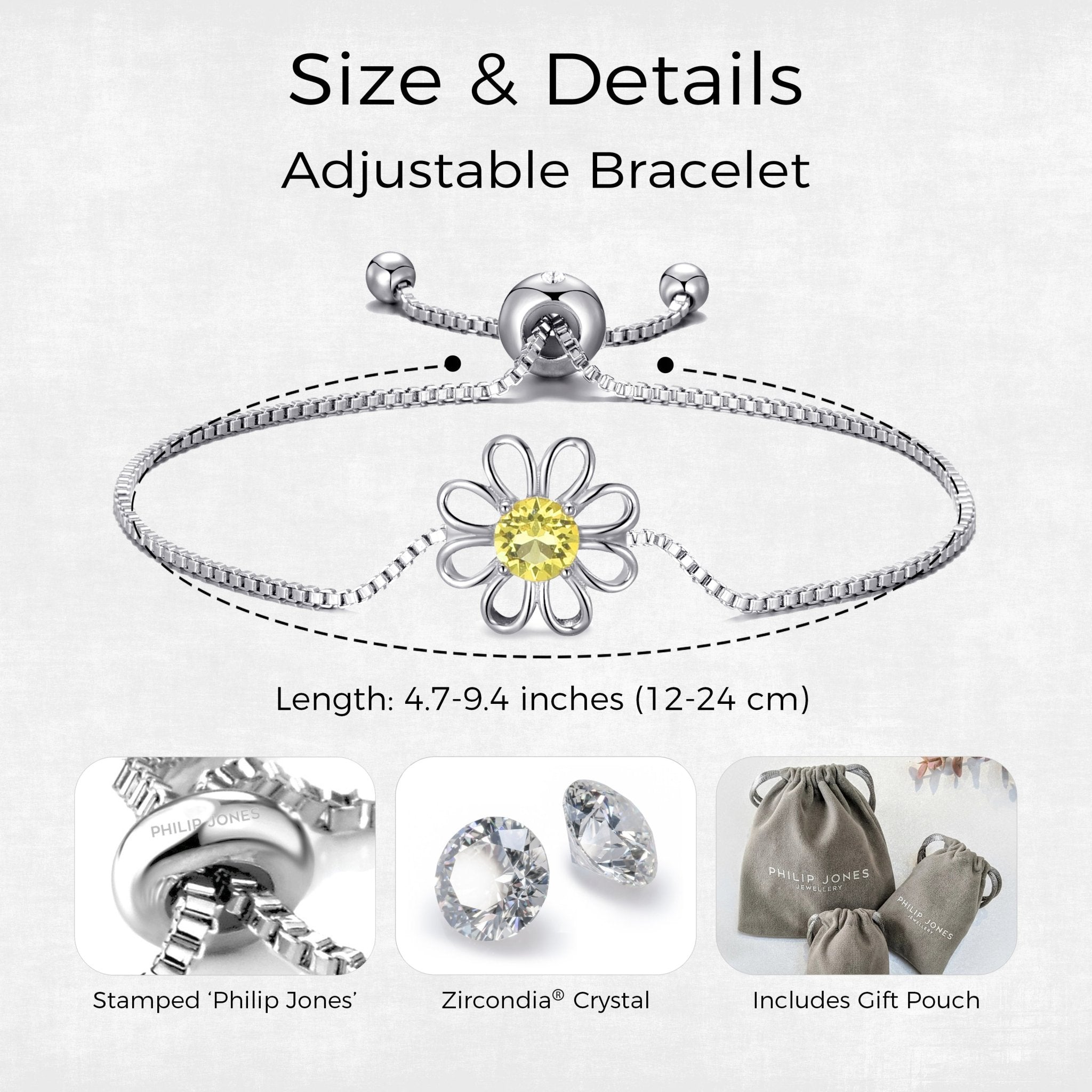 Daisy Crystal Friendship Bracelet Created with Zircondia® Crystals