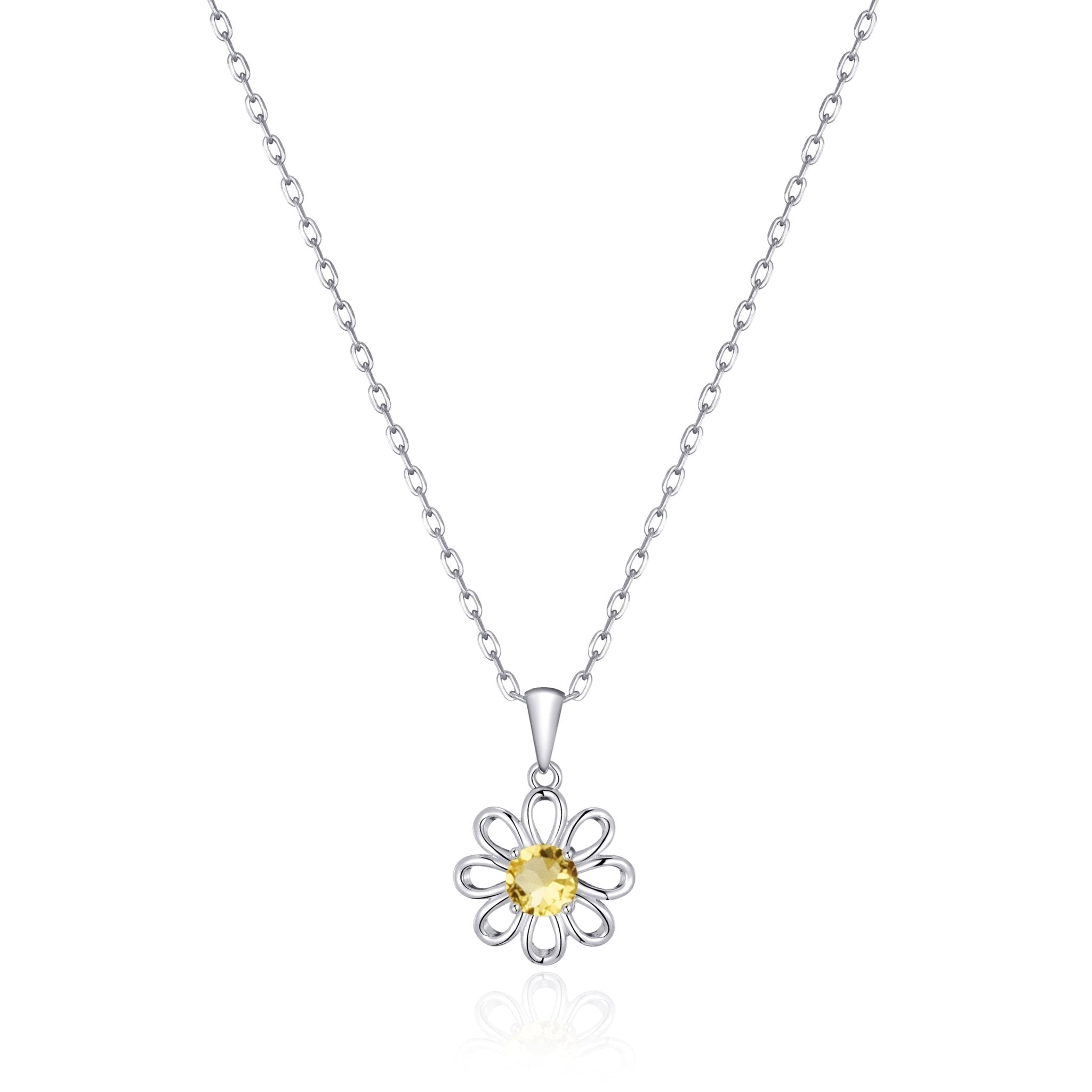 Daisy Necklace Created with Zircondia® Crystals