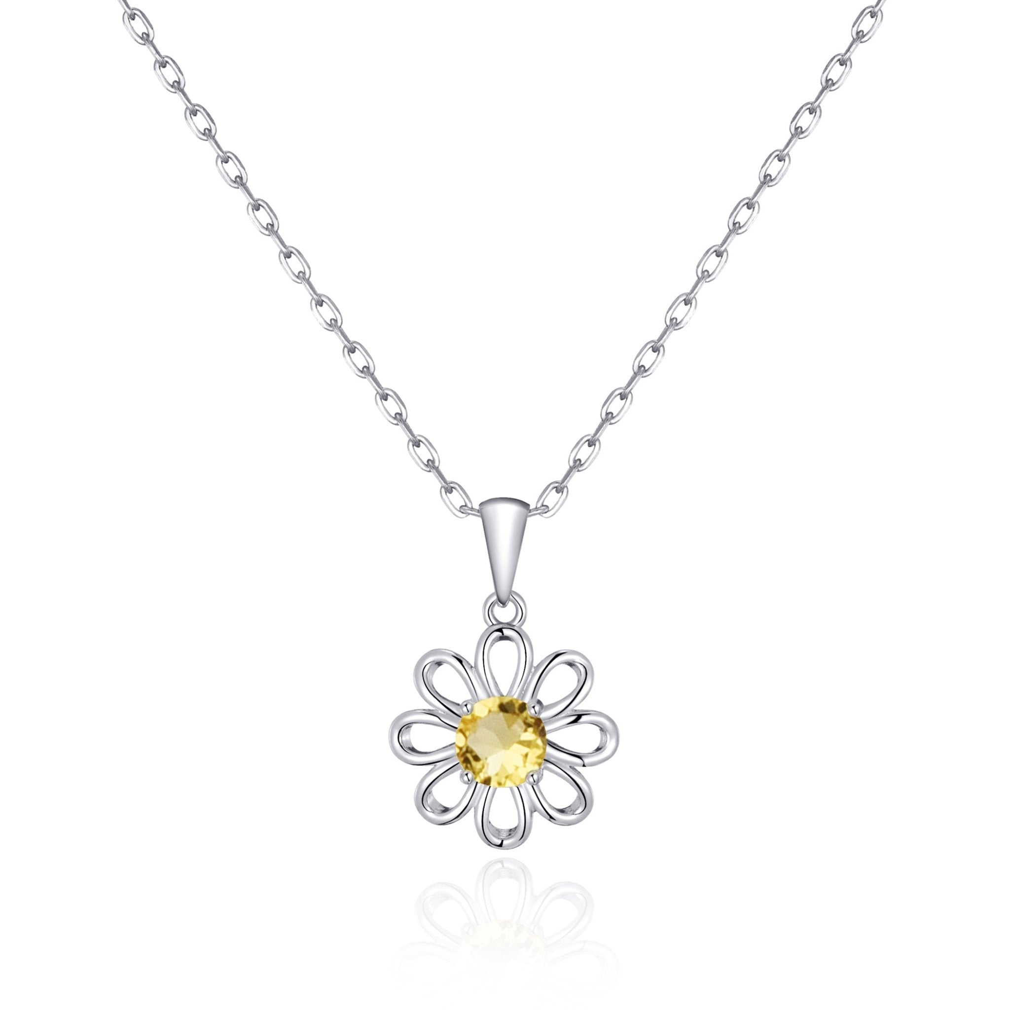 Daisy Necklace Created with Zircondia® Crystals