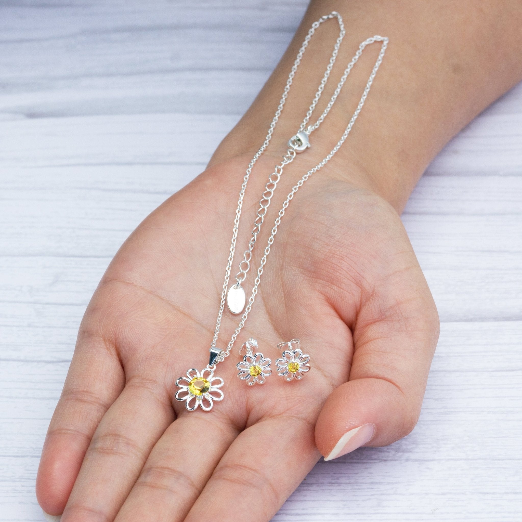 Daisy Set Created with Zircondia® Crystals