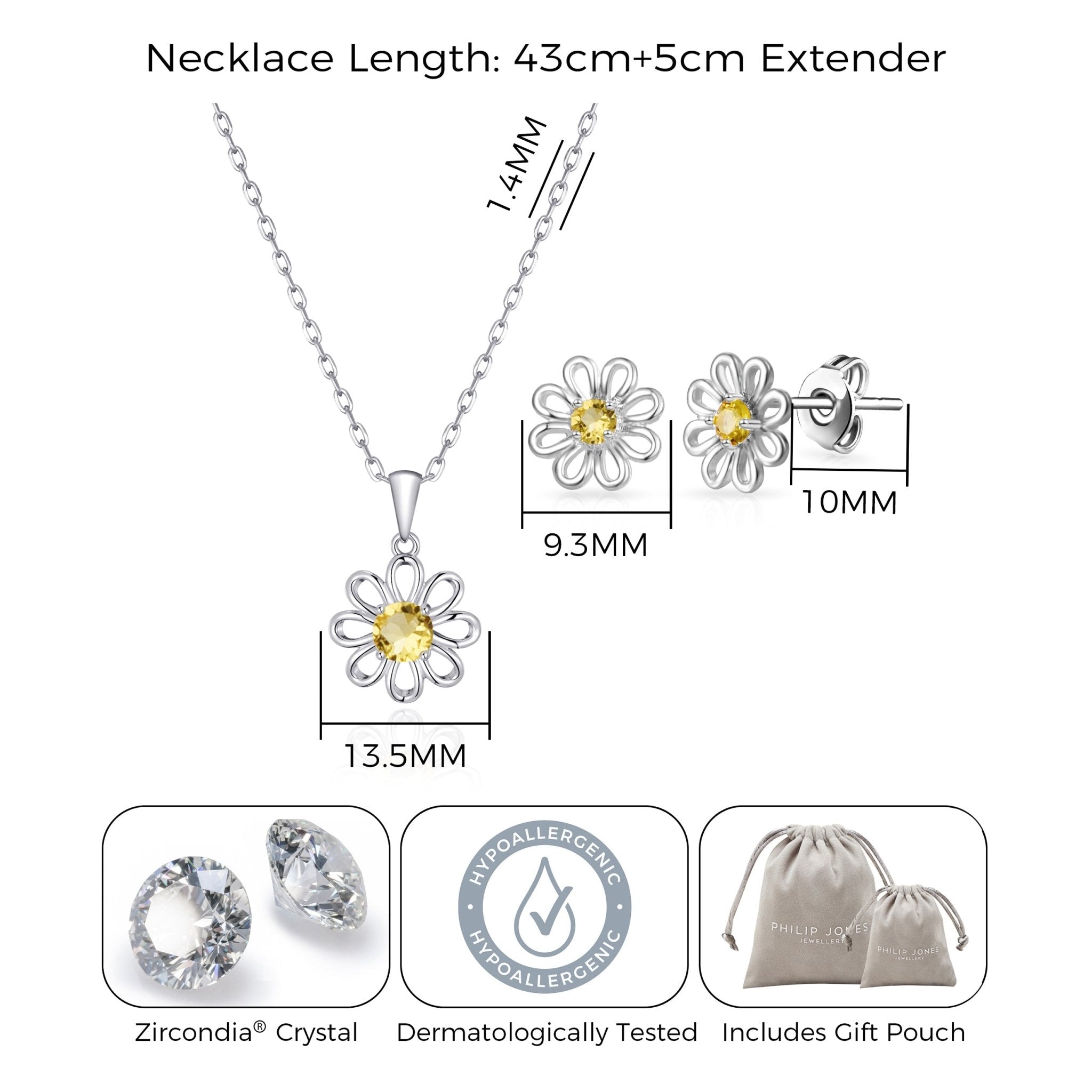 Daisy Set Created with Zircondia® Crystals