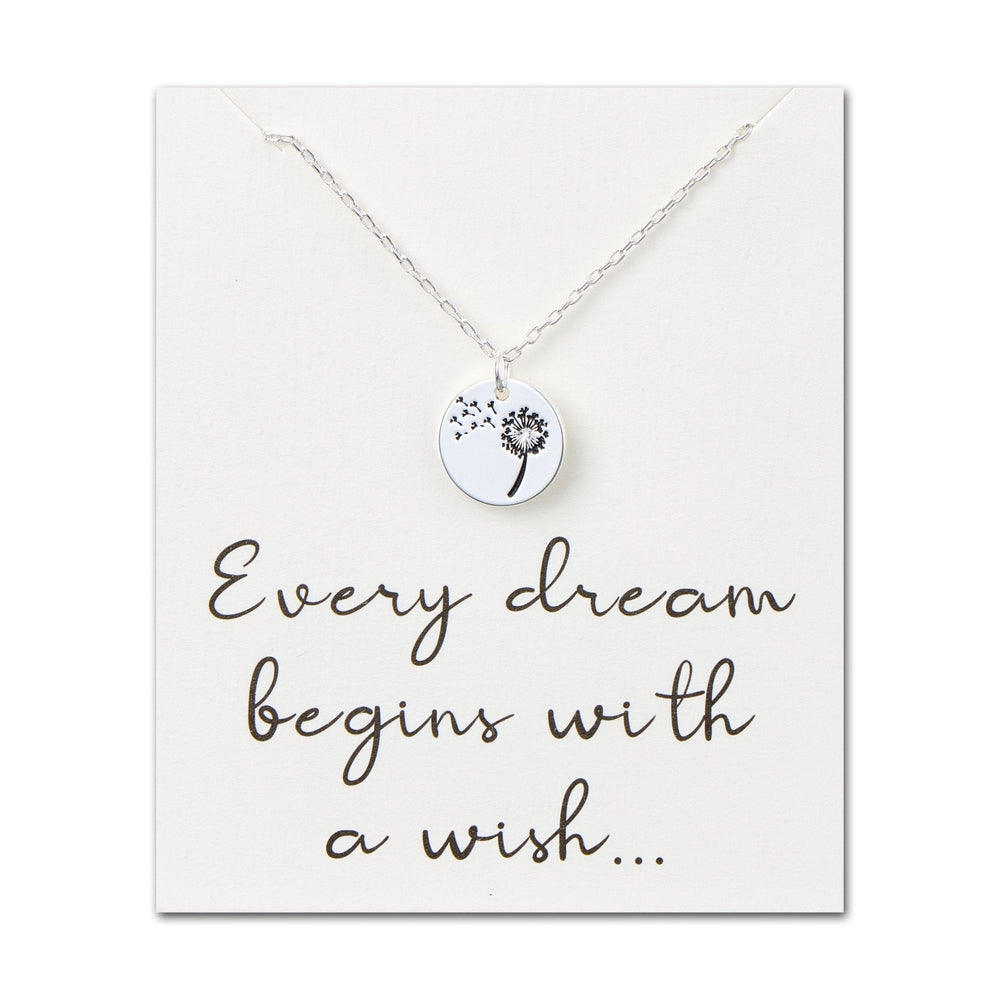 Dandelion Necklace with Quote Card