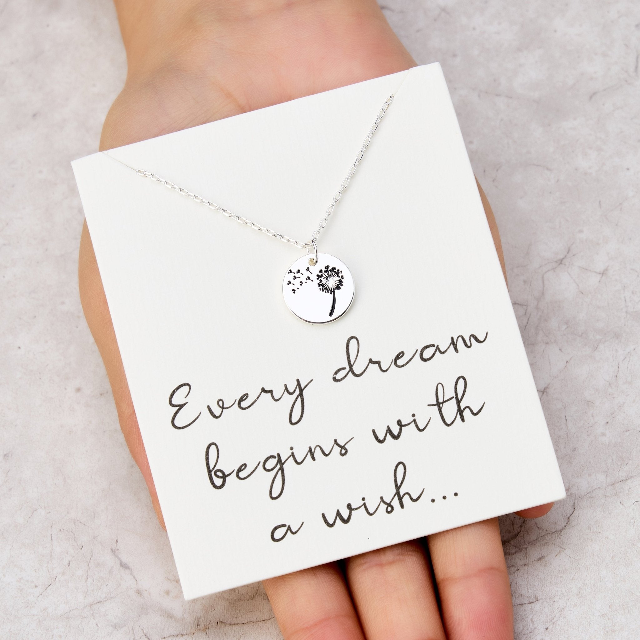 Dandelion Necklace with Quote Card