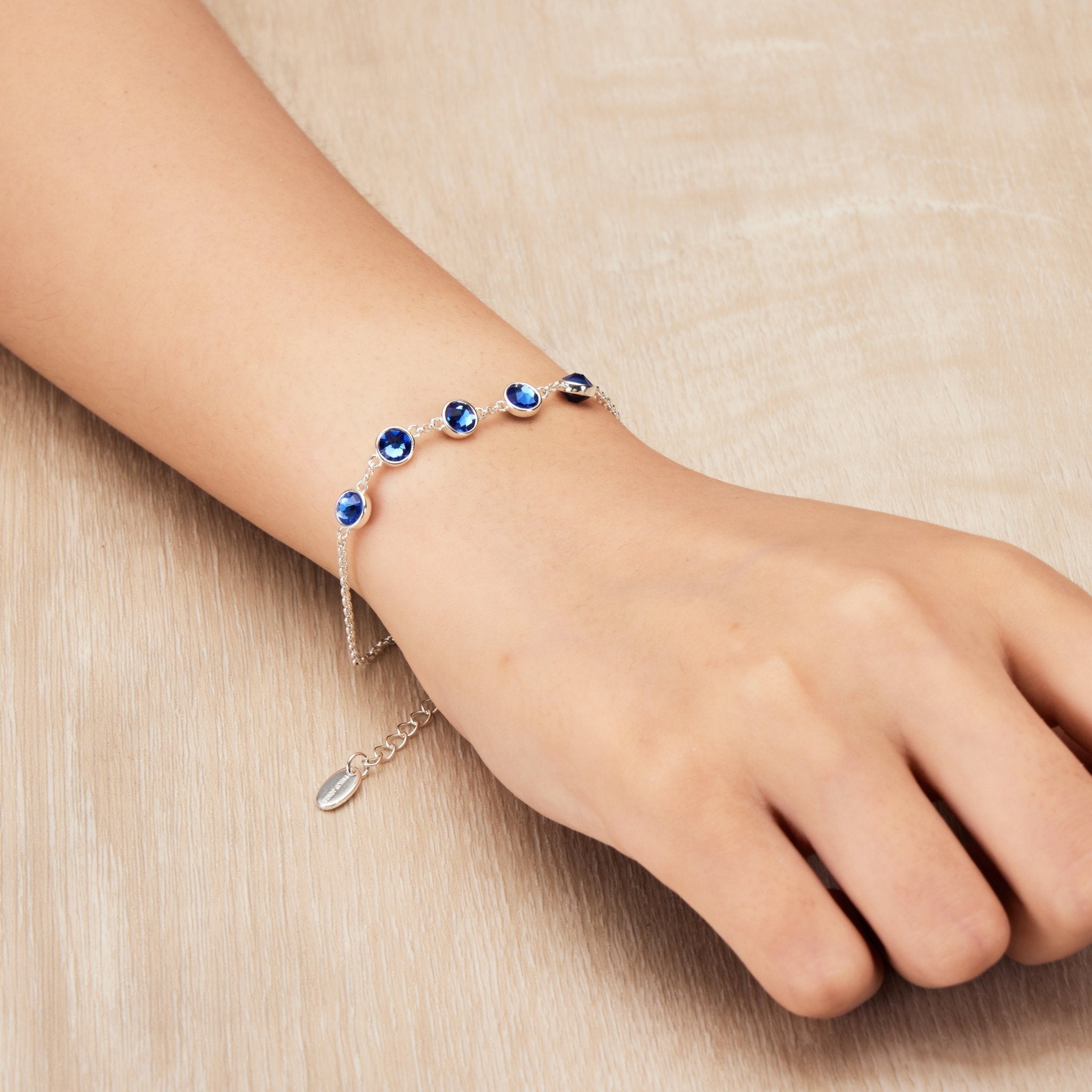 Dark Blue Crystal Chain Bracelet Created with Zircondia® Crystals