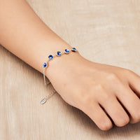 Dark Blue Crystal Chain Bracelet Created with Zircondia® Crystals