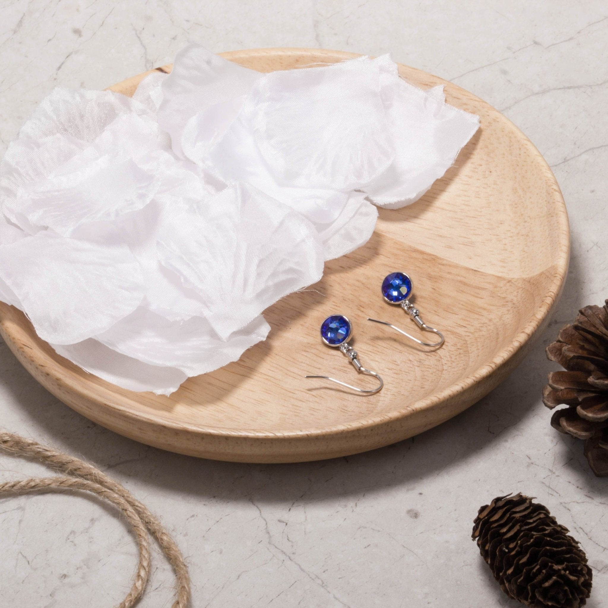 Dark Blue Crystal Drop Earrings Created with Zircondia® Crystals