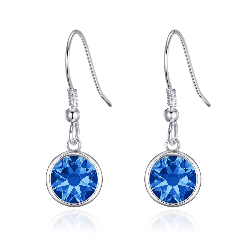 Dark Blue Crystal Drop Earrings Created with Zircondia® Crystals