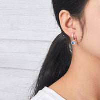 Dark Blue Crystal Hoop Earrings Created with Zircondia® Crystals