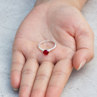 Dark Red Adjustable Crystal Ring Created with Zircondia® Crystals