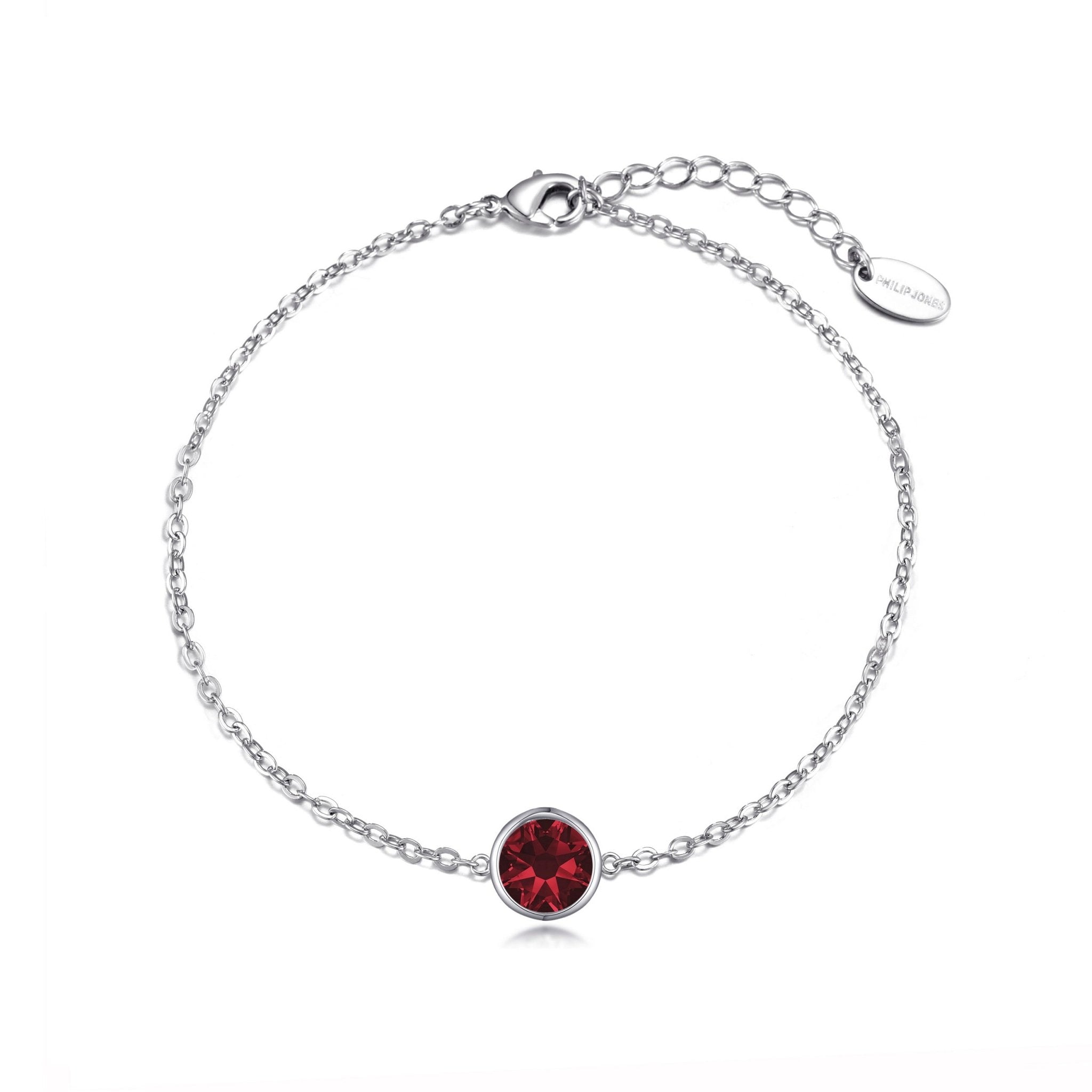January (Garnet) Birthstone Anklet Created with Zircondia® Crystals