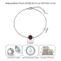 January (Garnet) Birthstone Anklet Created with Zircondia® Crystals