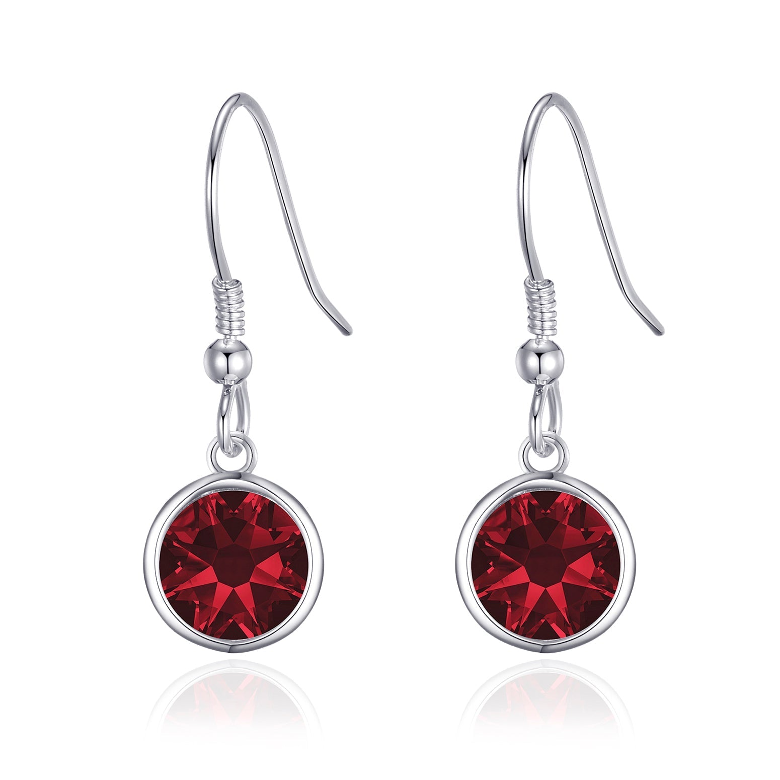 Dark Red Crystal Drop Earrings Created with Zircondia® Crystals