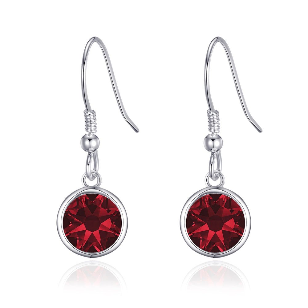 Dark Red Crystal Drop Earrings Created with Zircondia® Crystals