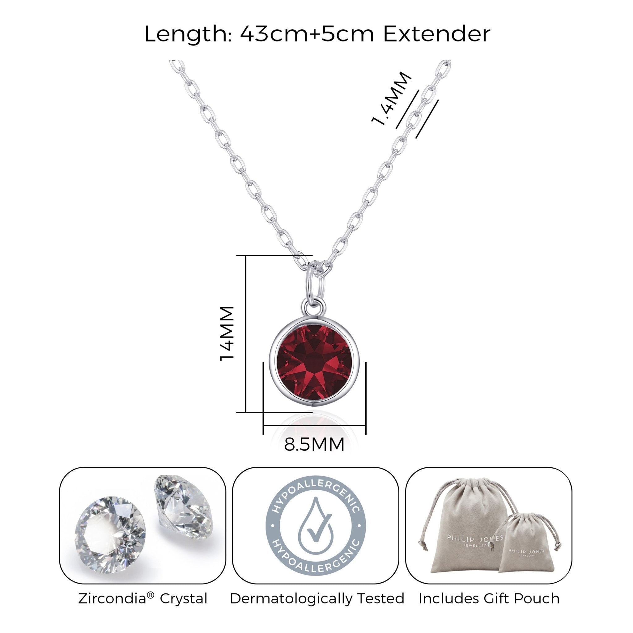 Dark Red Crystal Necklace Created with Zircondia® Crystals