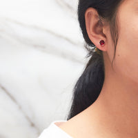 Dark Red Stud Earrings Created with Zircondia® Crystals