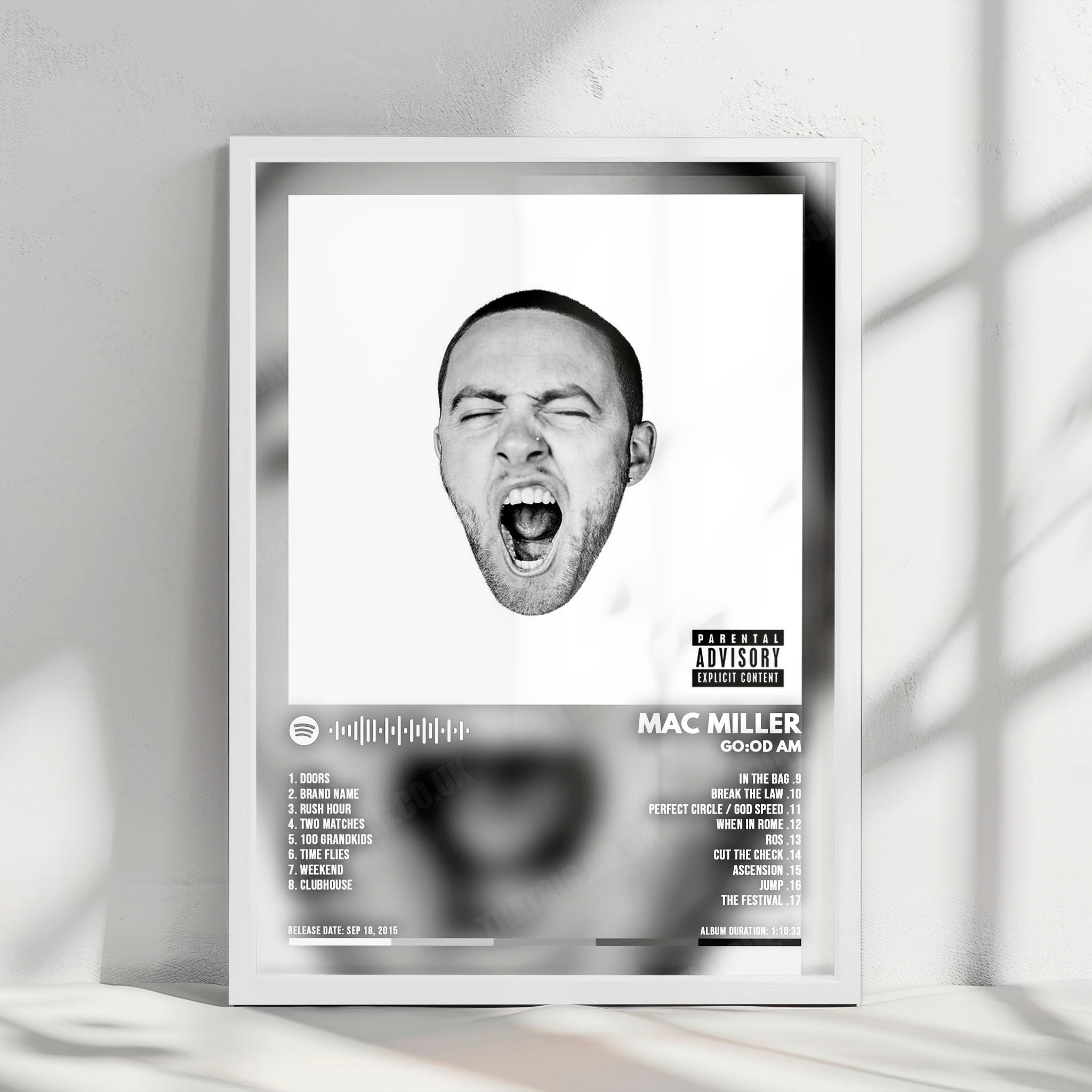 Mac Miller "GO:OD AM" Album Cover Poster - with Complete Tracklist