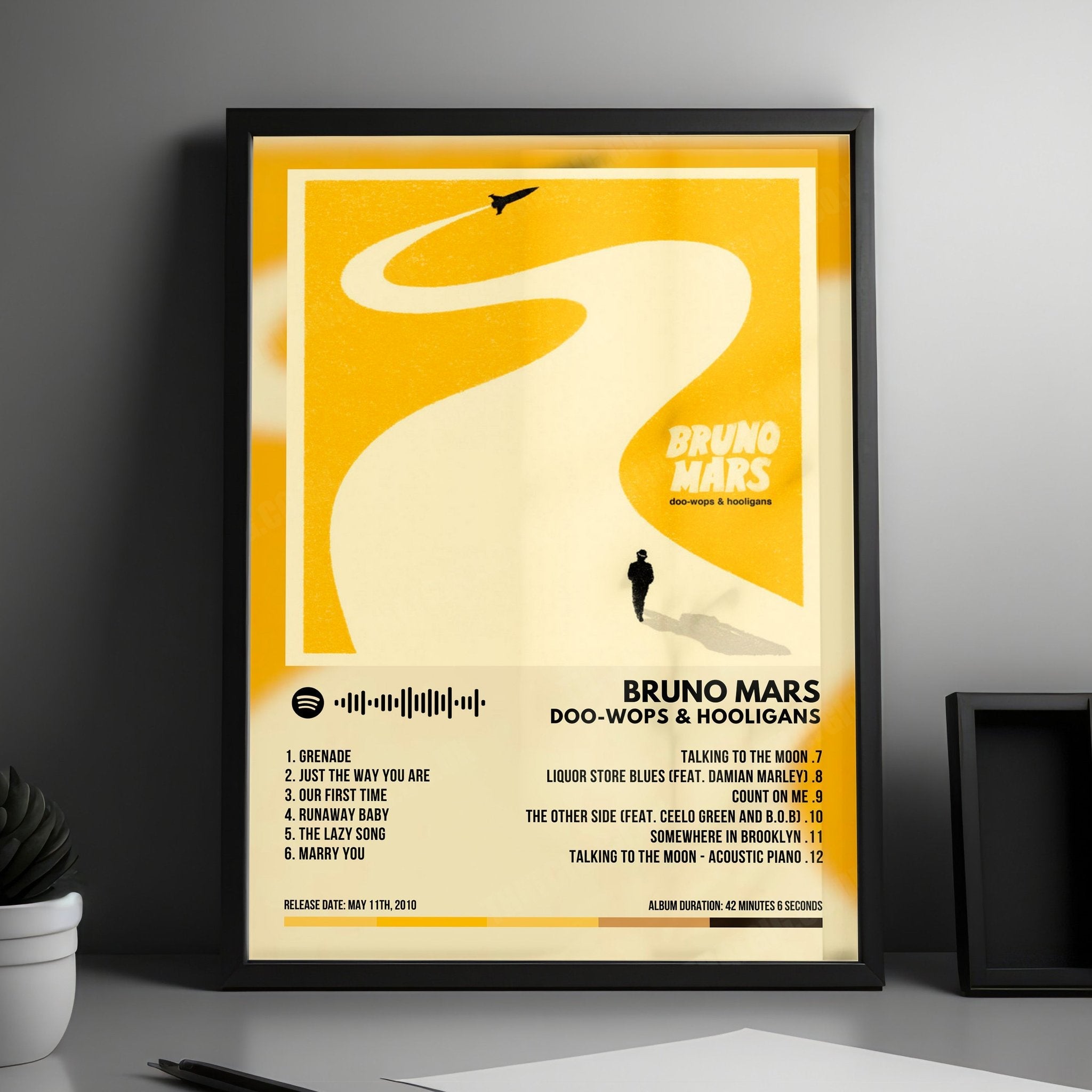 Bruno Mars "Doo-Wops & Hooligans" Album Cover Poster - with Complete Tracklist