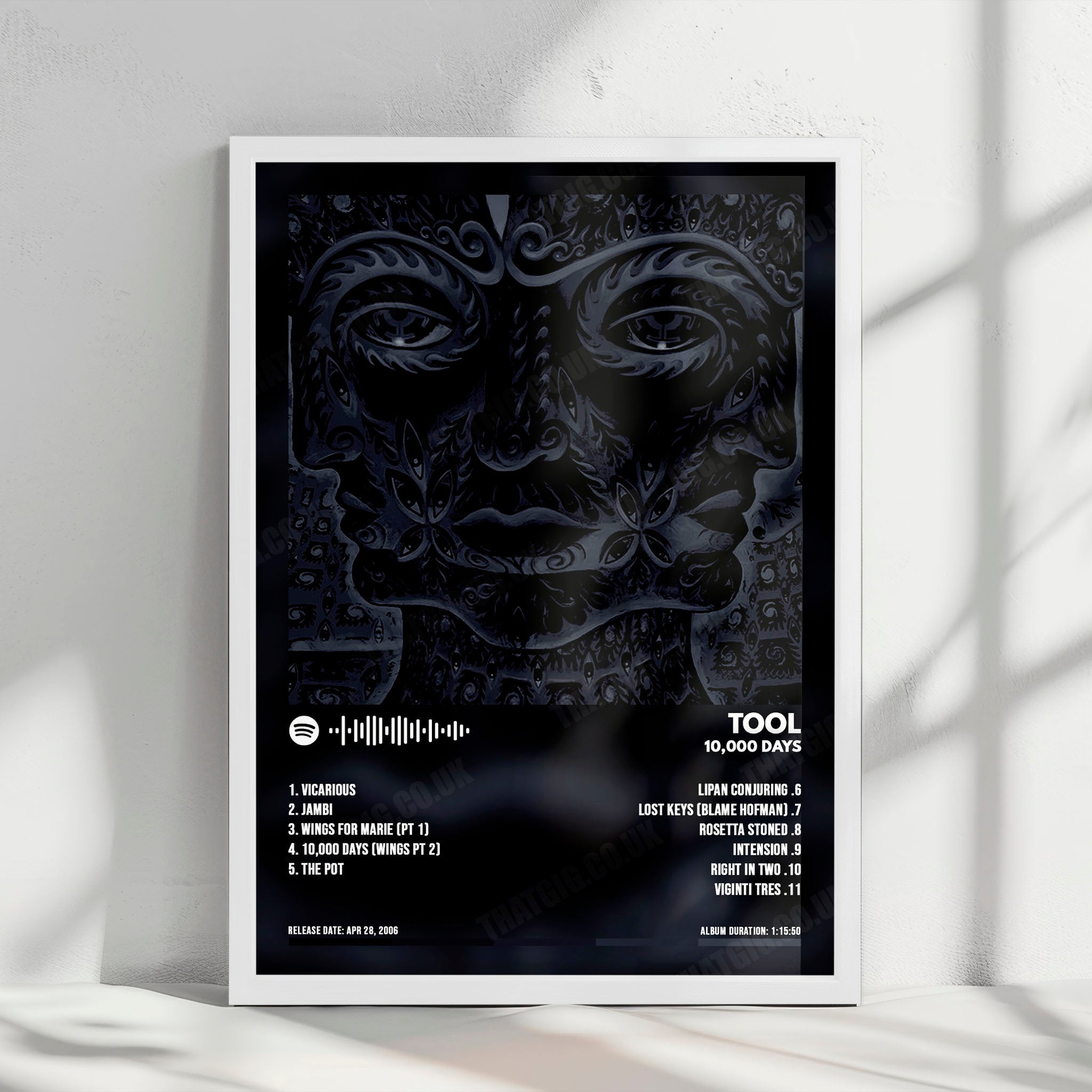 Tool "10,000 Days" Album Cover Poster - with Complete Tracklist