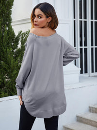 Oversize Knitted Jumper Top In Grey