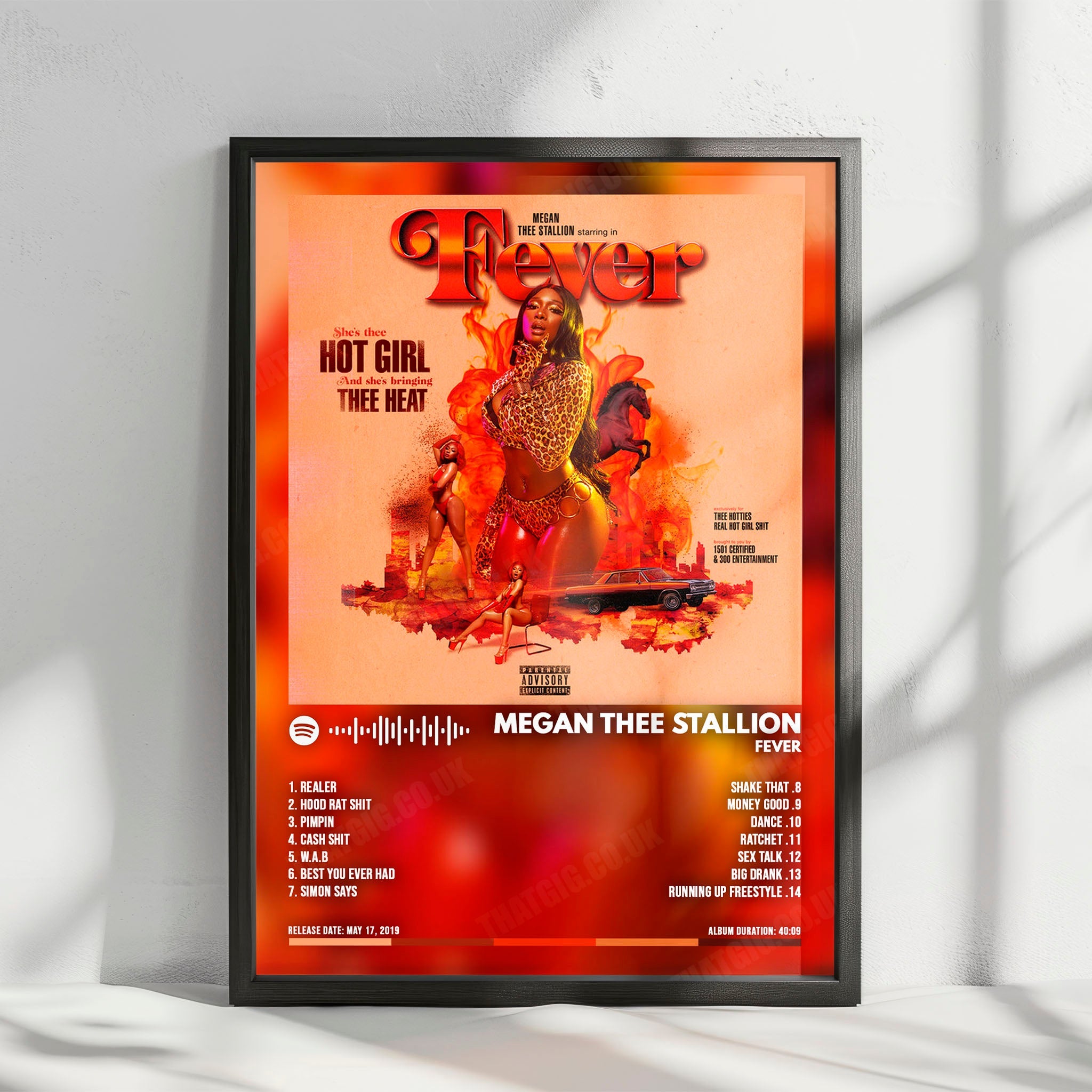 Megan Thee Stallion "Fever" Album Cover Poster - with Complete Tracklist